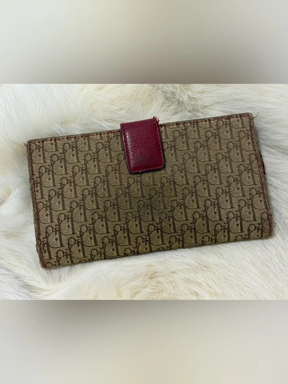Christian Dior Y2K Vintage Trotter Monogram Rasta Color Canvas Saddle Wallet